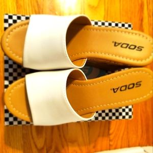 Soda Brand White Wedge Sandal size 8
